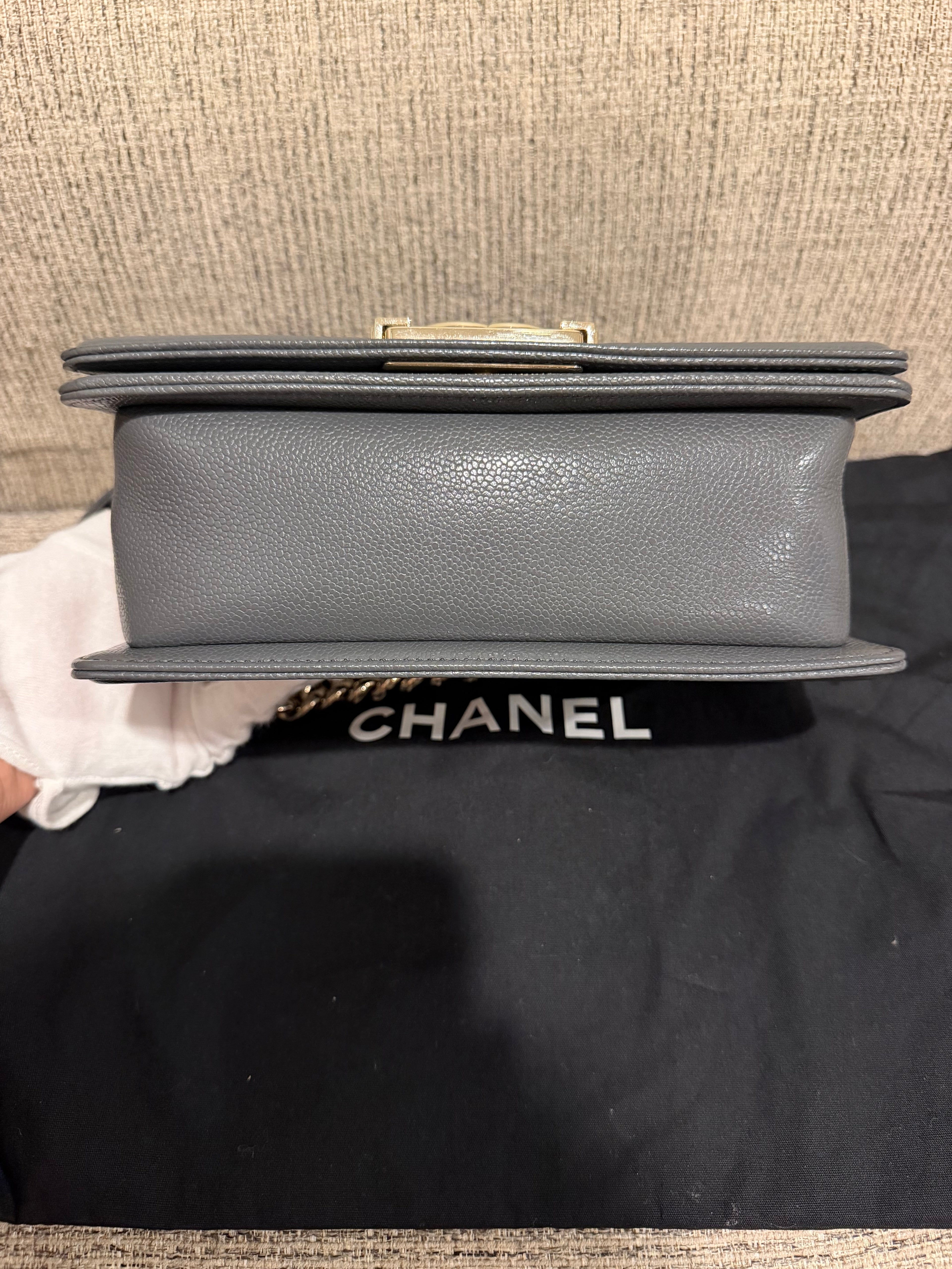 Chanel Leboy Small Grey Champagne Gold HW*Microchipped*