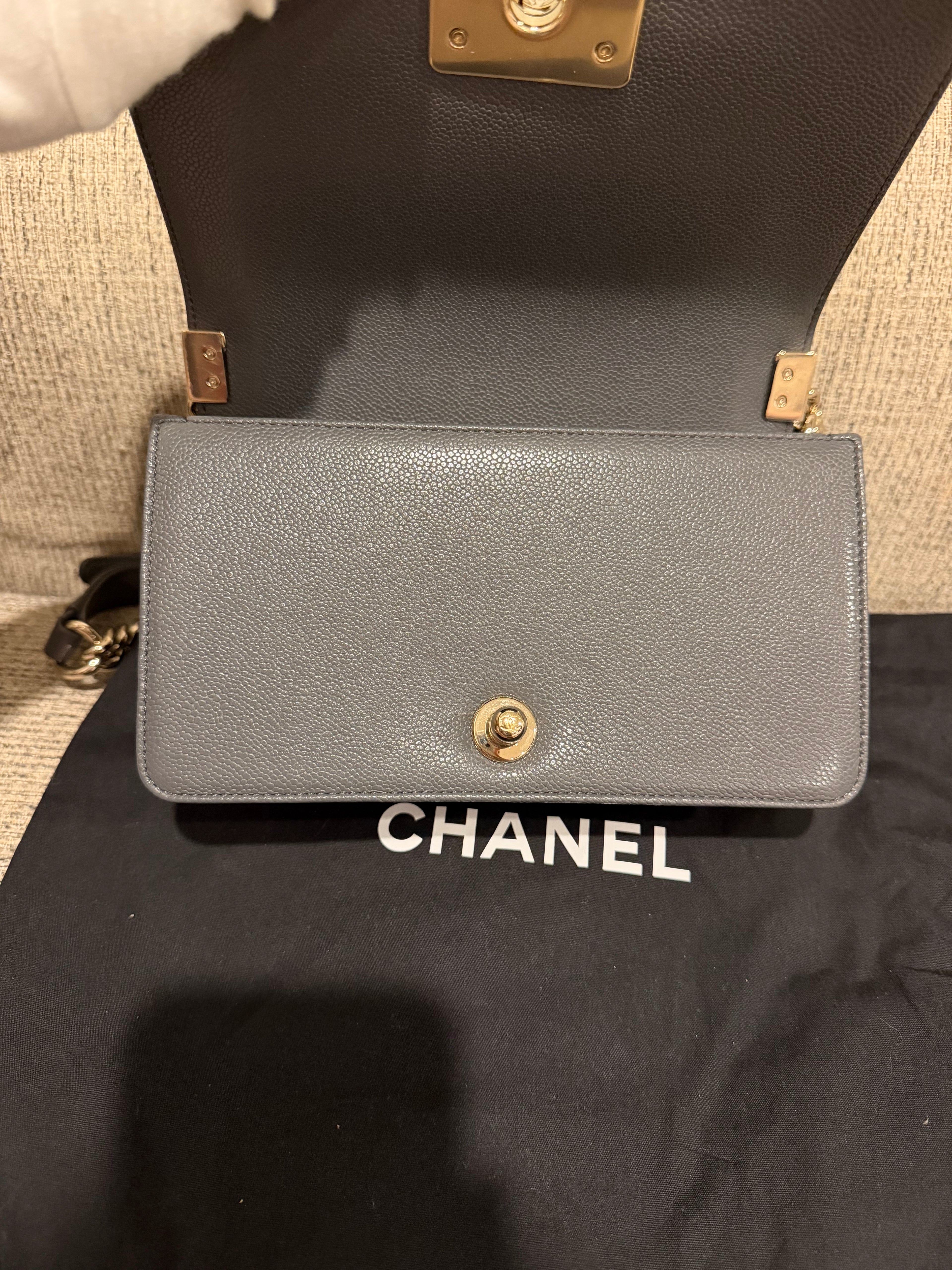 Chanel Leboy Small Grey Champagne Gold HW*Microchipped*