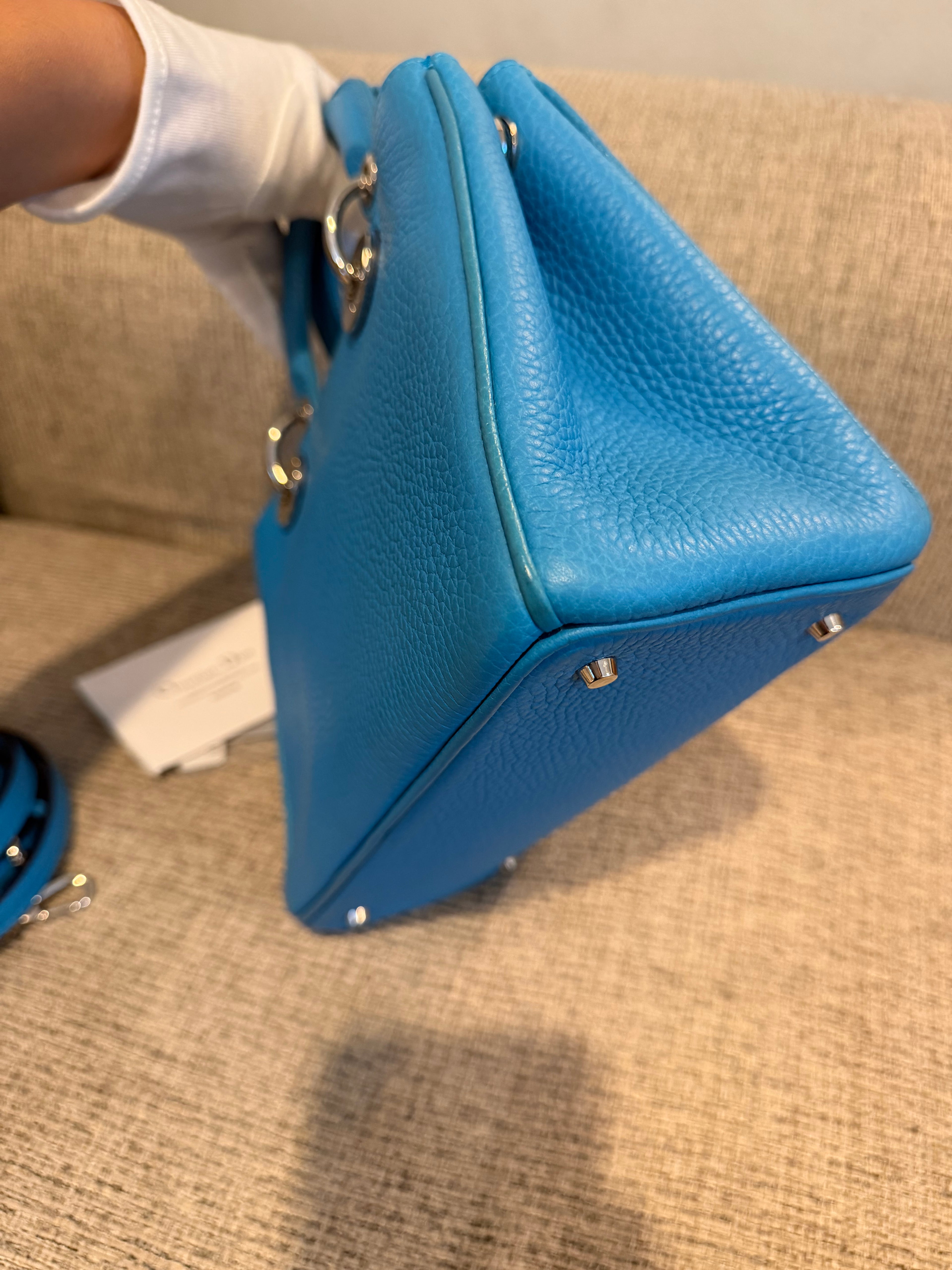 Lady Dior Small Blue Grained Leather