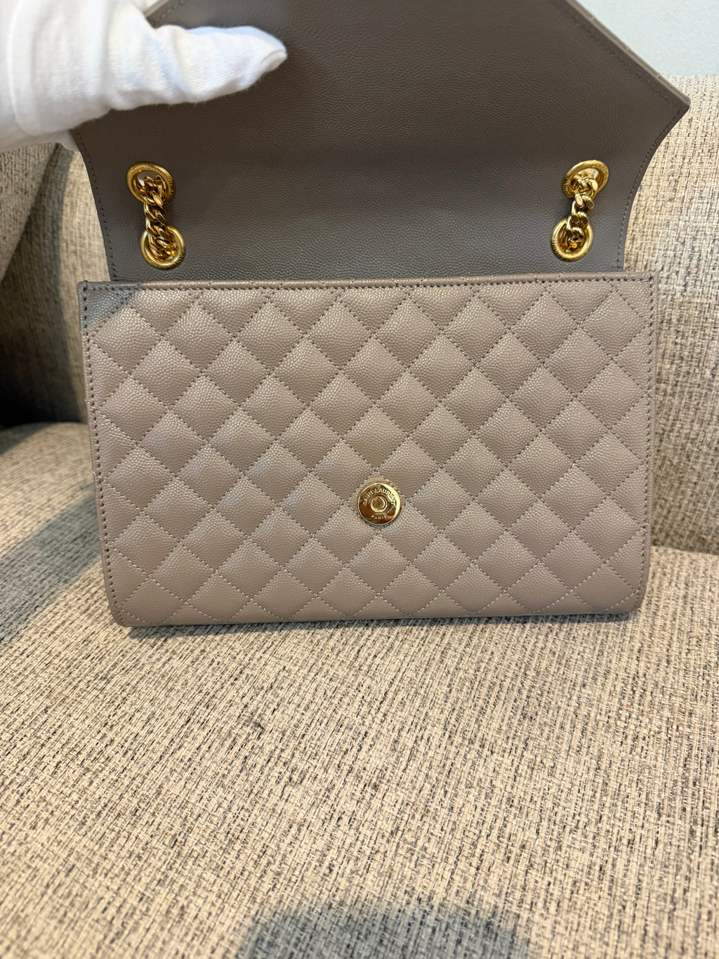 YSL Envelope Medium Taupe