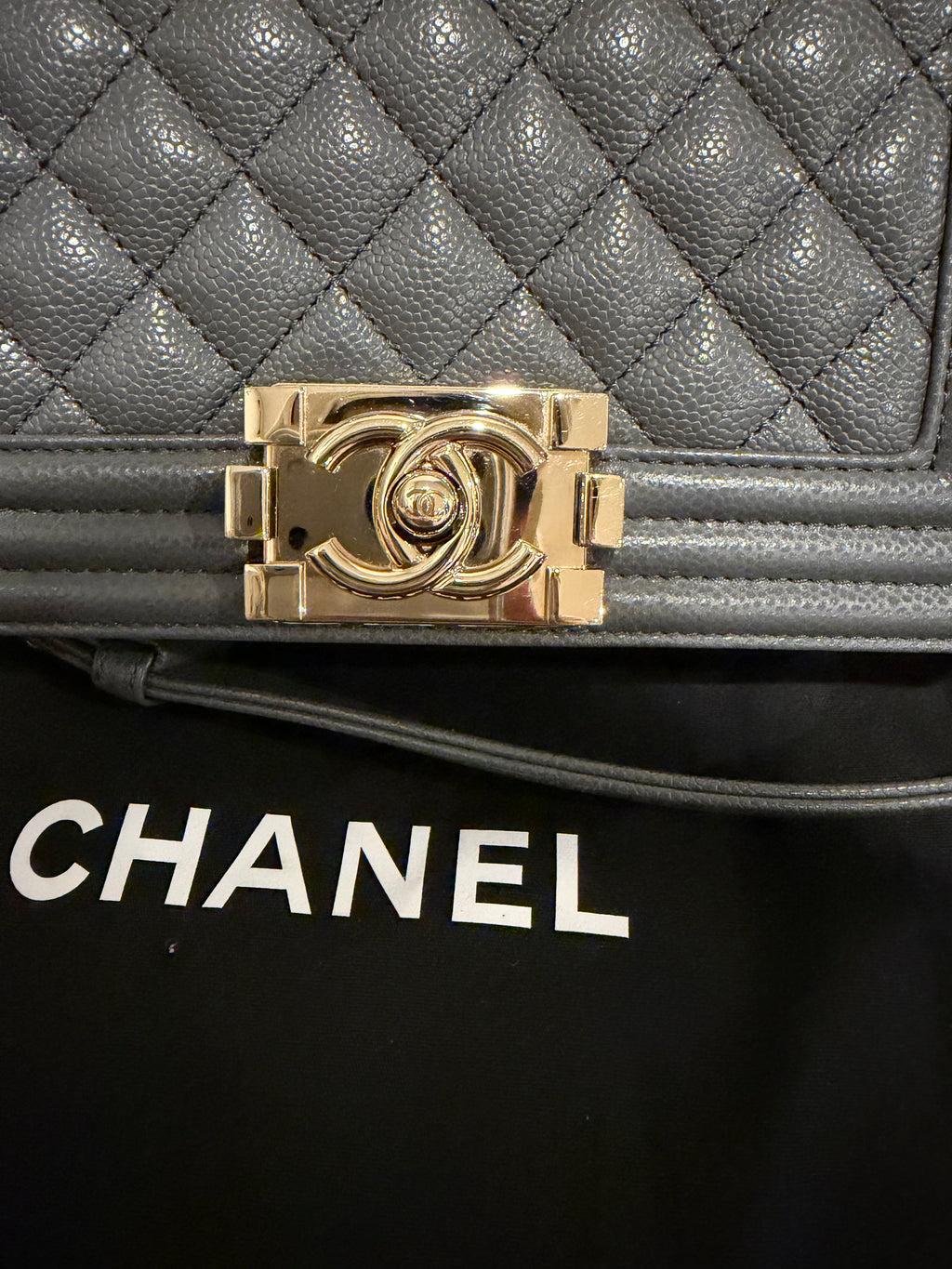 Chanel Leboy Small Grey Champagne Gold HW*Microchipped*