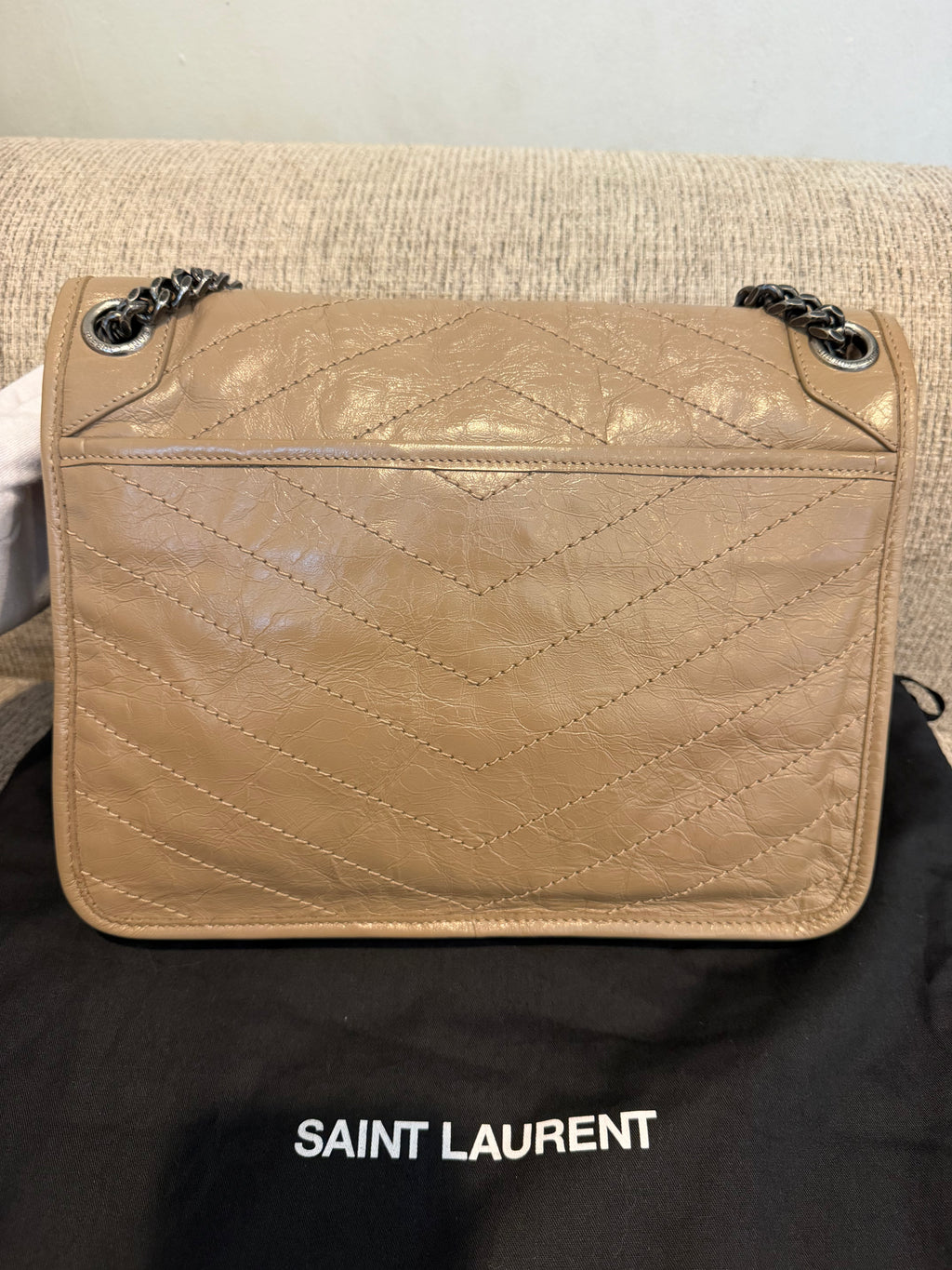 YSL Nikki Medium Dark Beige/Taupe