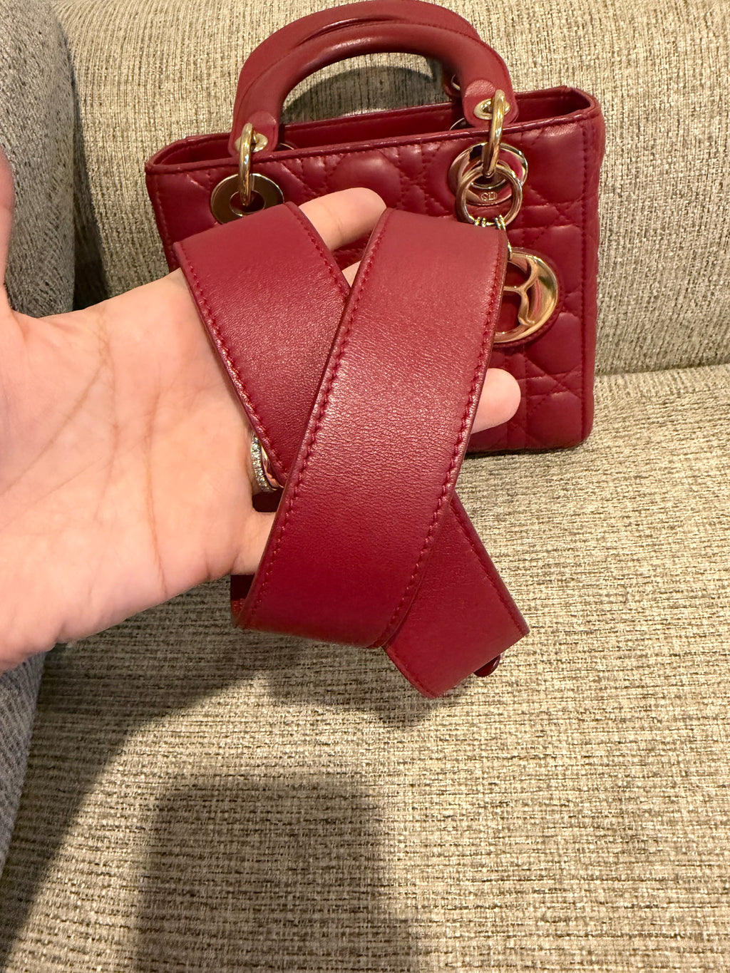 Lady Dior Small Red ABC Strap