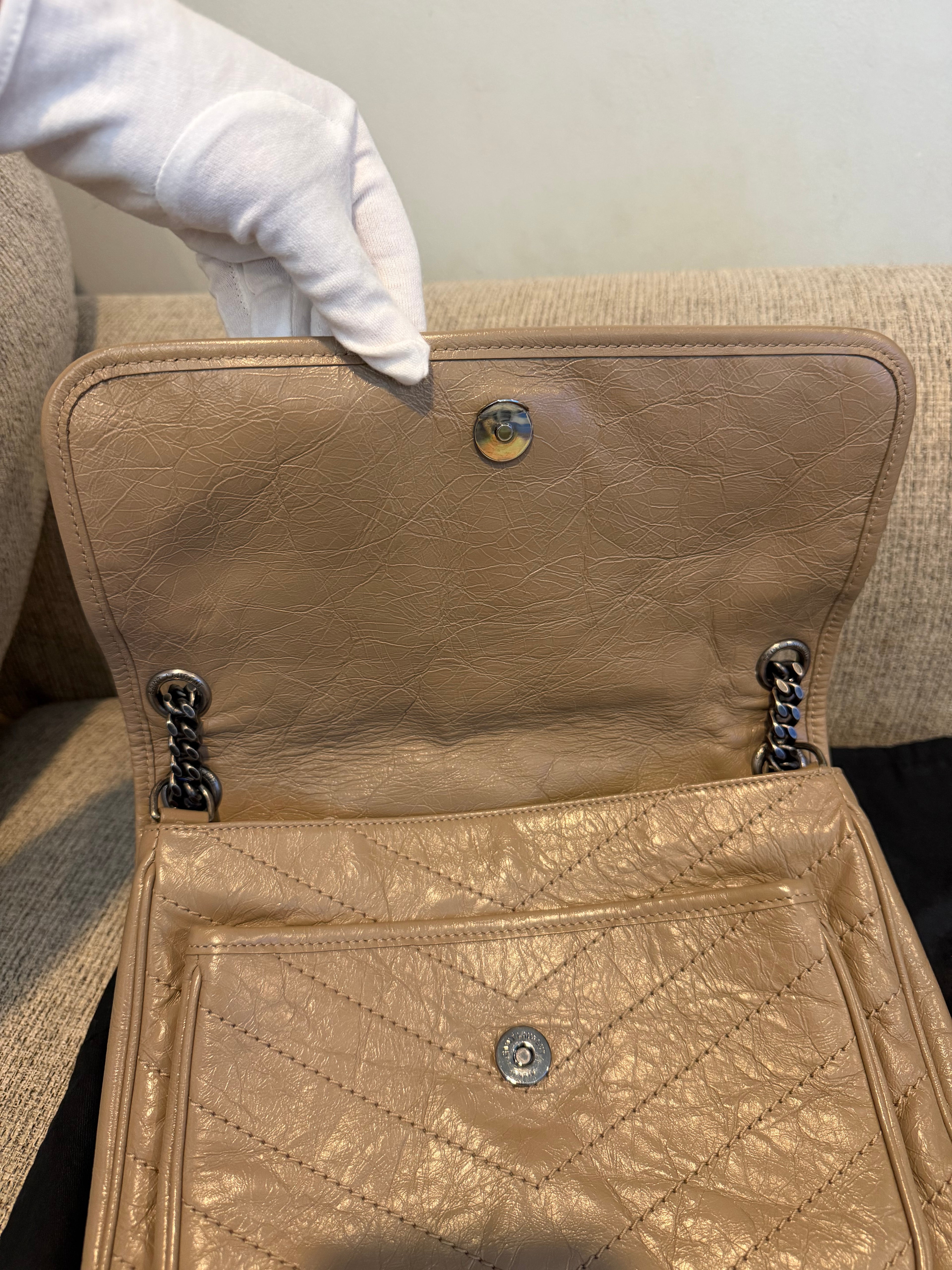YSL Nikki Medium Dark Beige/Taupe