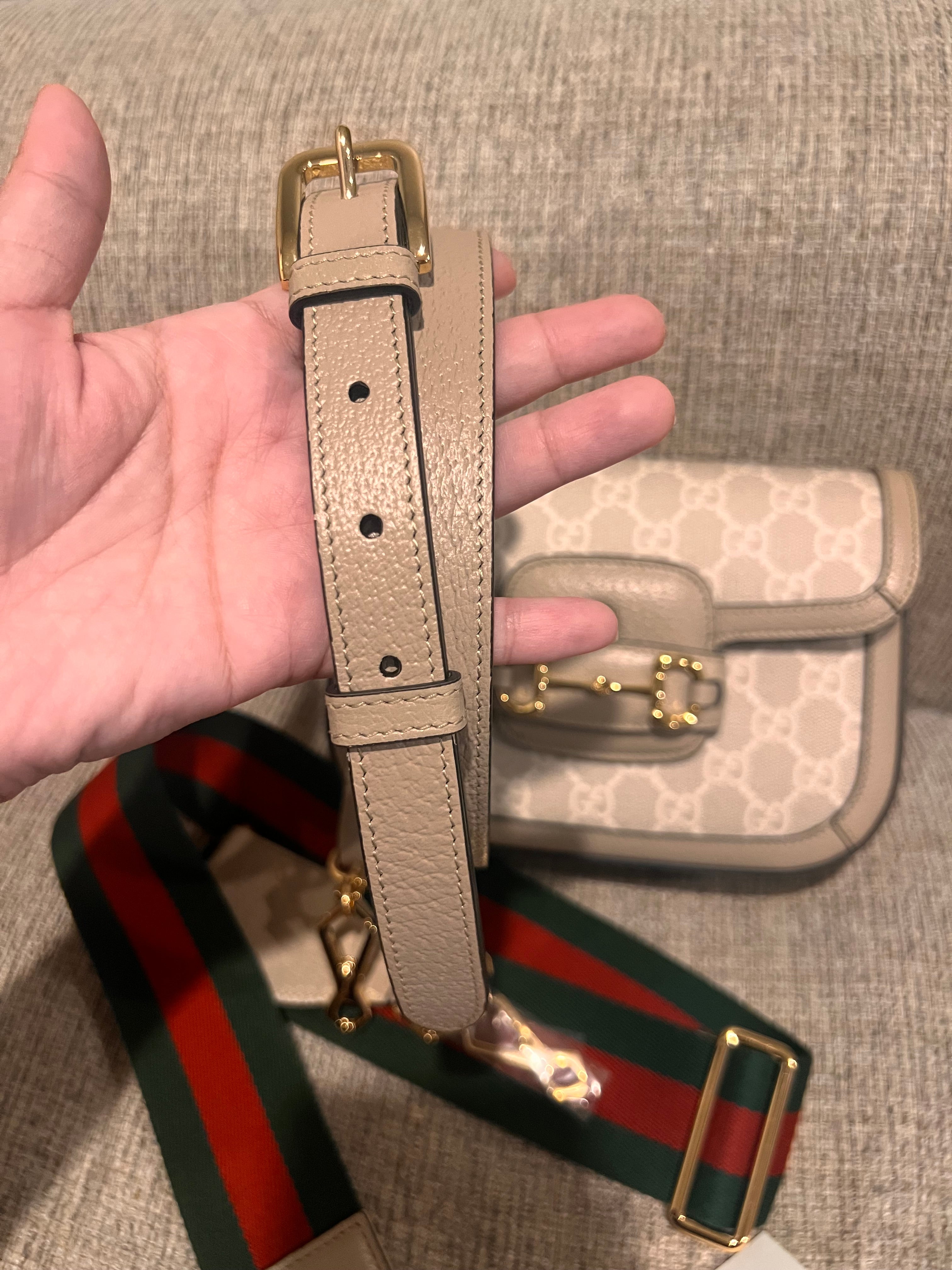 Gucci Horsebit Mini 2-Straps Limited White logo