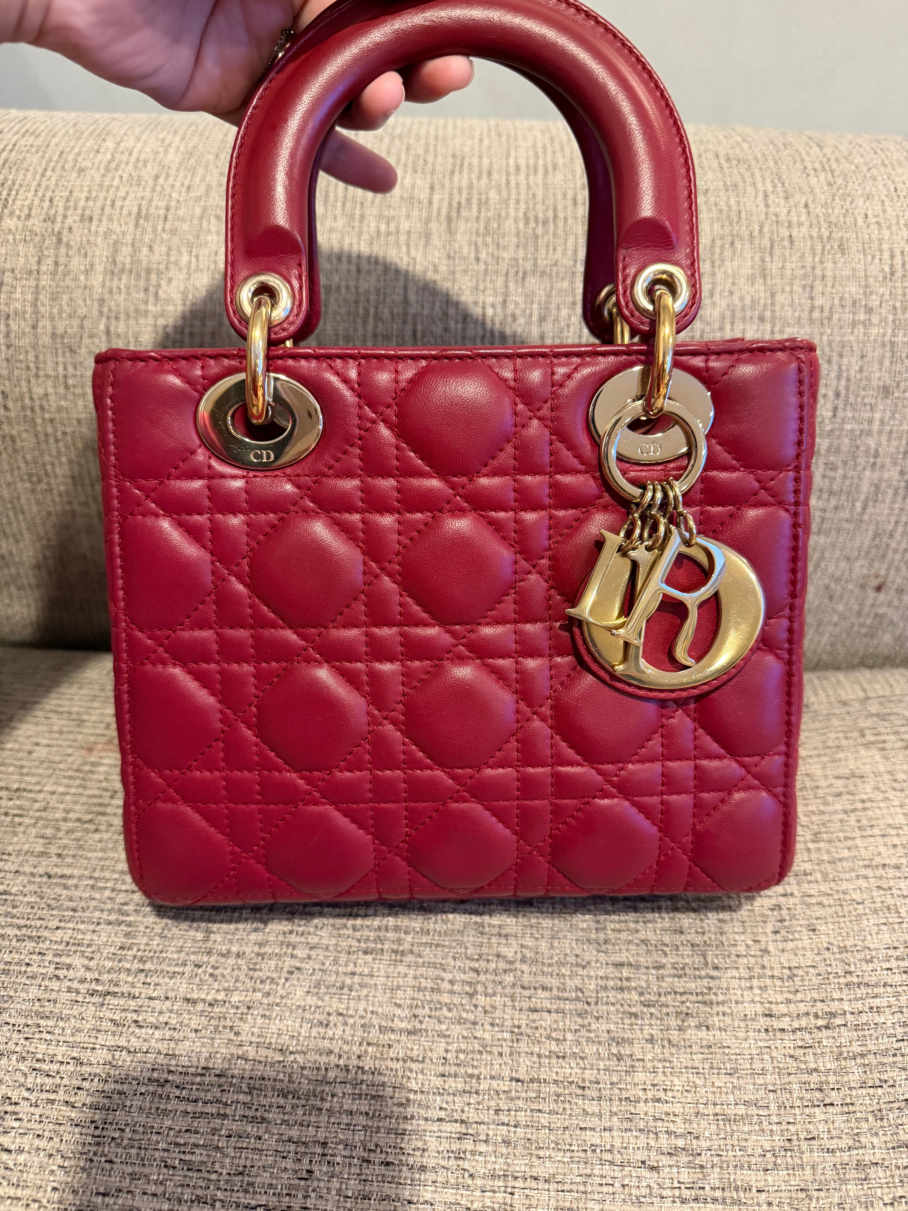 Lady Dior Small Red ABC Strap