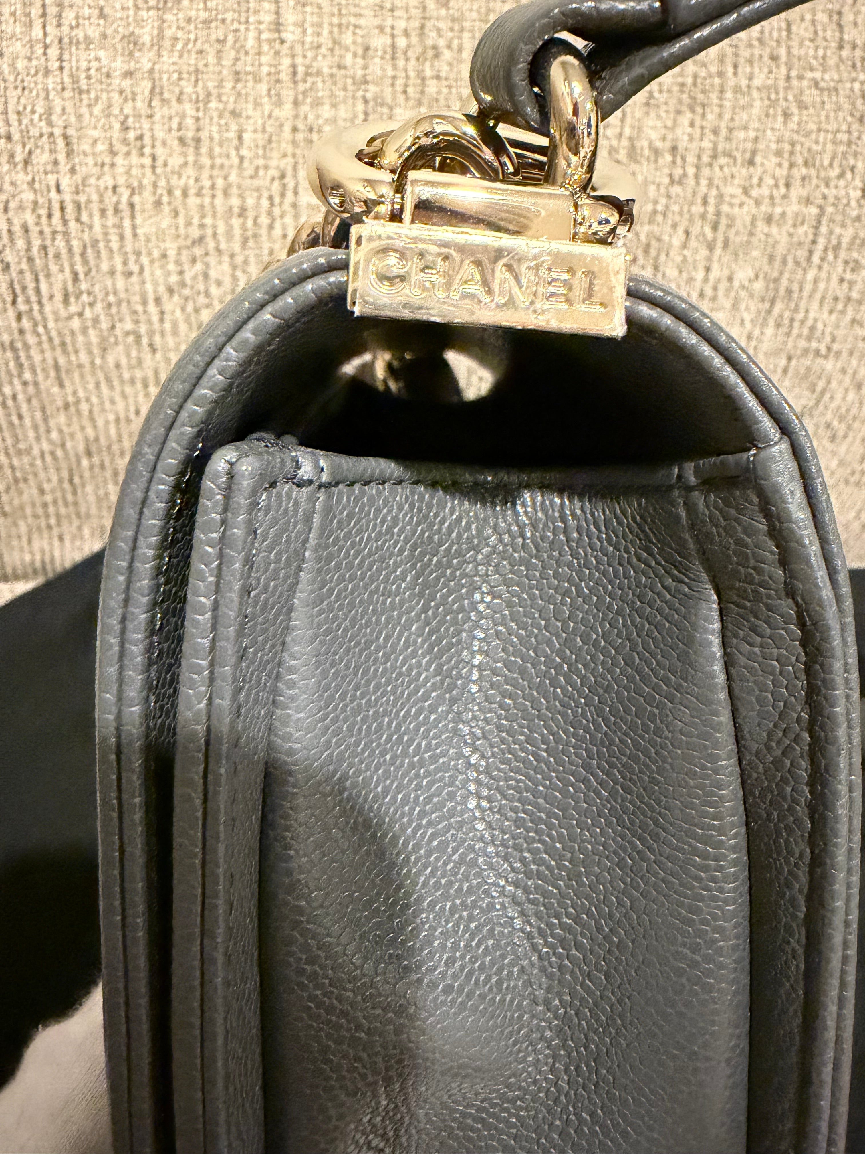 Chanel Leboy Small Grey Champagne Gold HW*Microchipped*