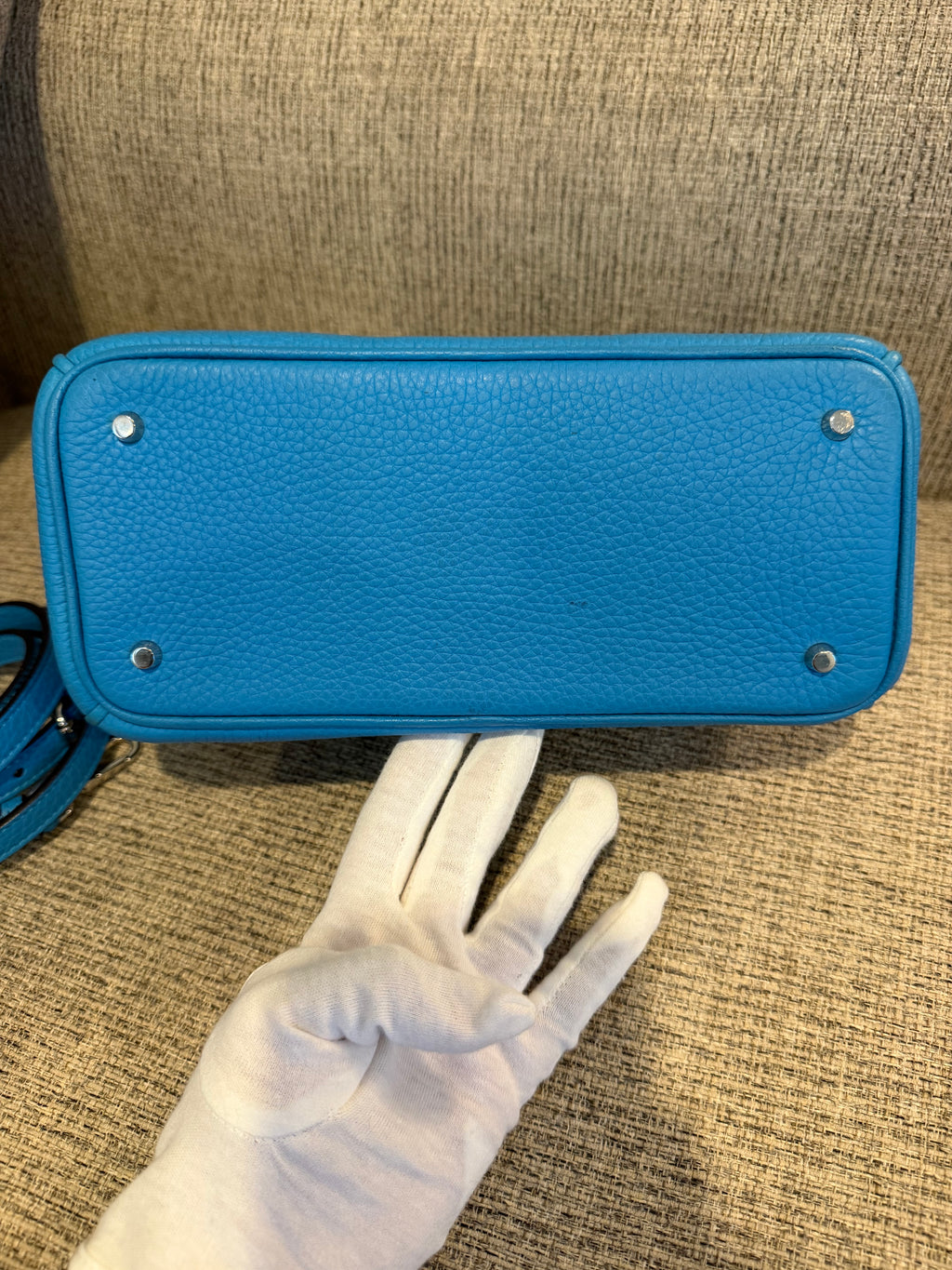 Lady Dior Small Blue Grained Leather