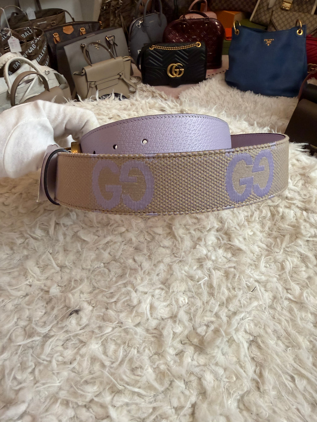 Gucci Marmont Belt Jumbo Logo lavender size 75 Bnew