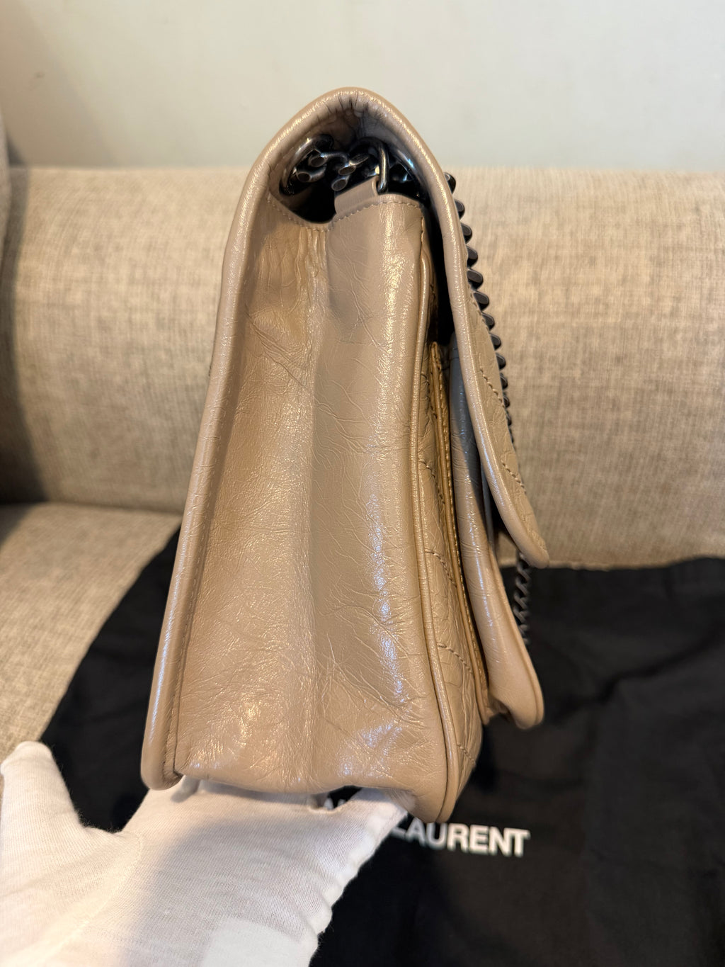 YSL Nikki Medium Dark Beige/Taupe