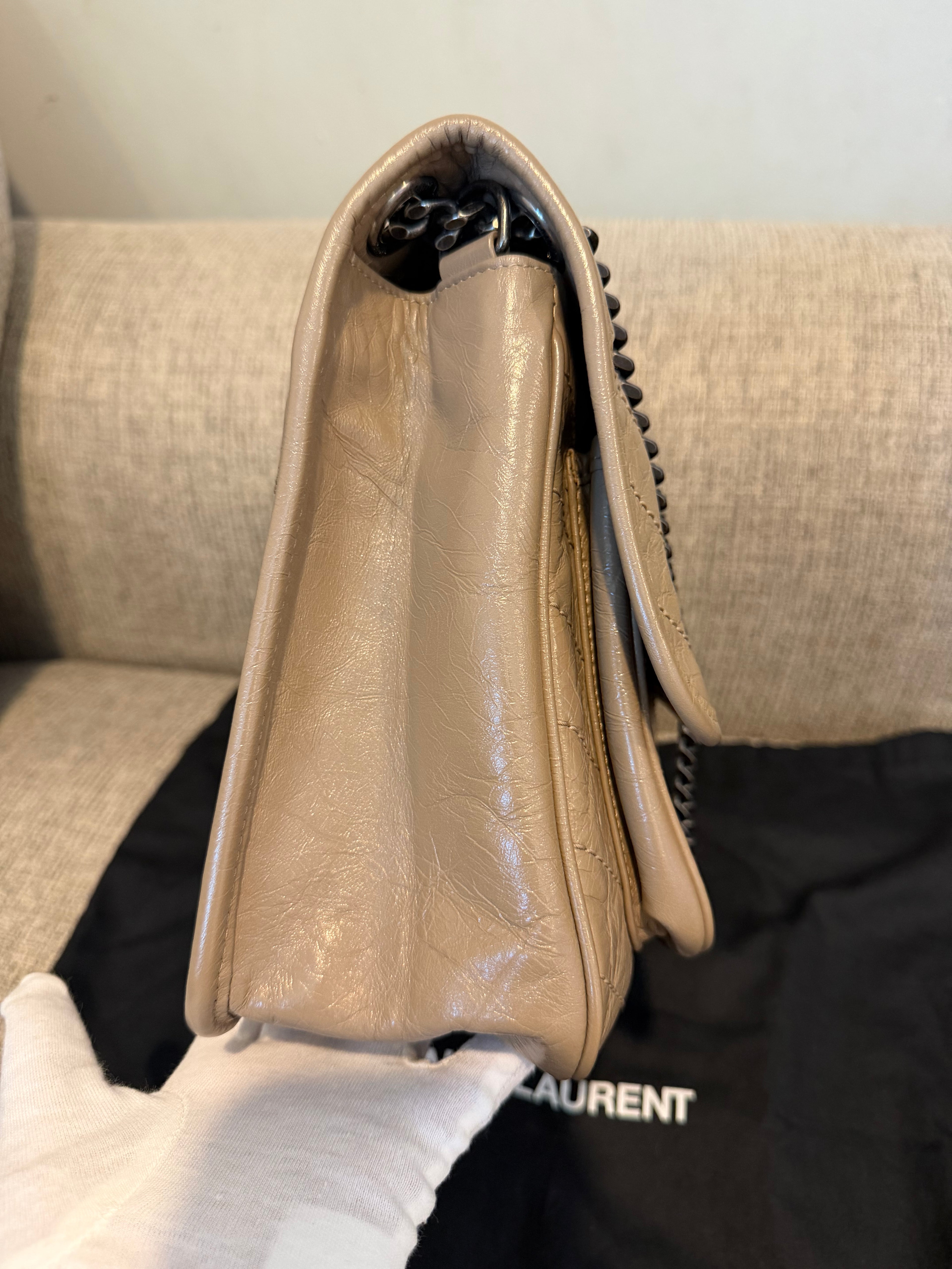 YSL Nikki Medium Dark Beige/Taupe