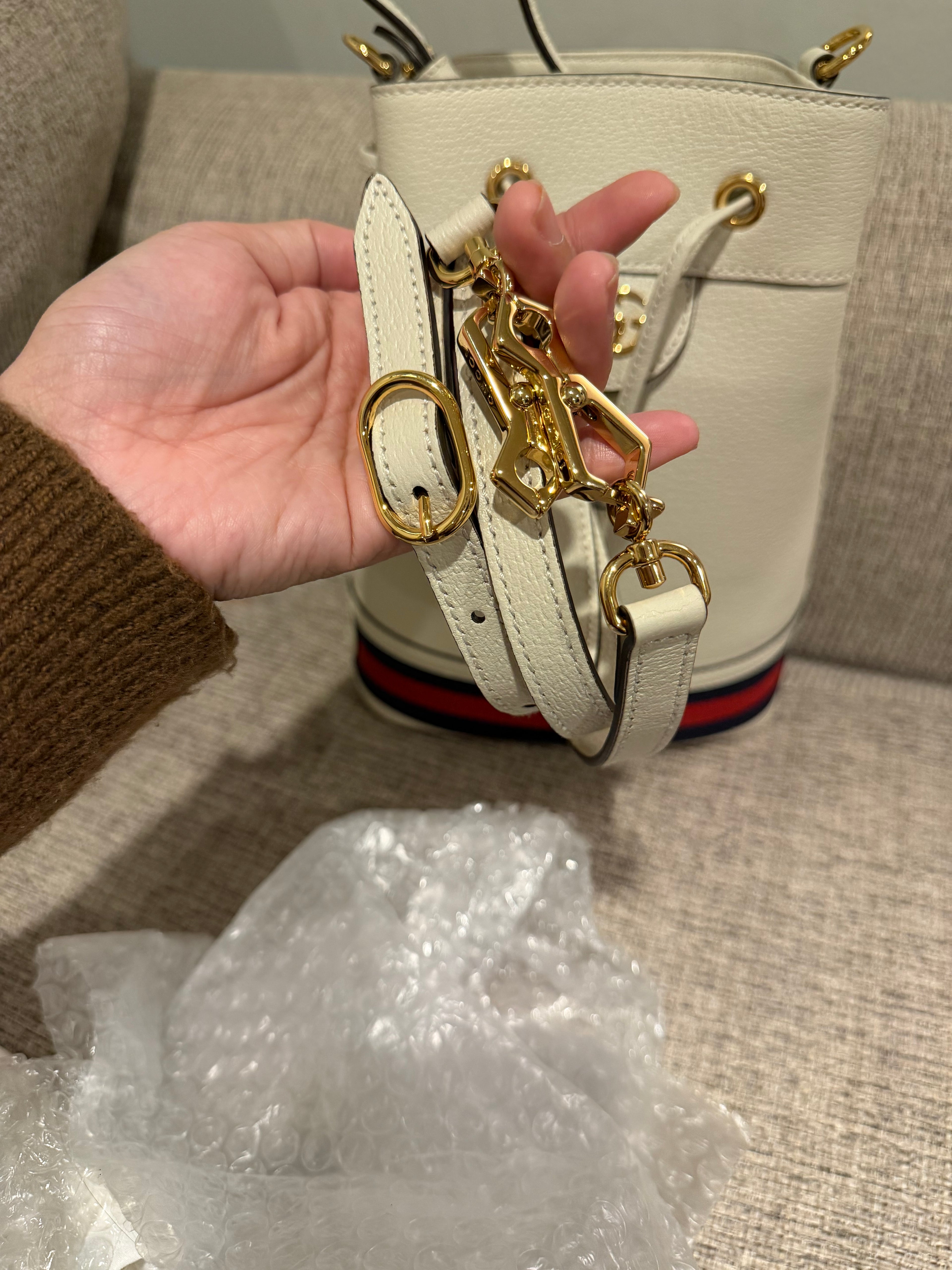 Gucci White Bucket Bag