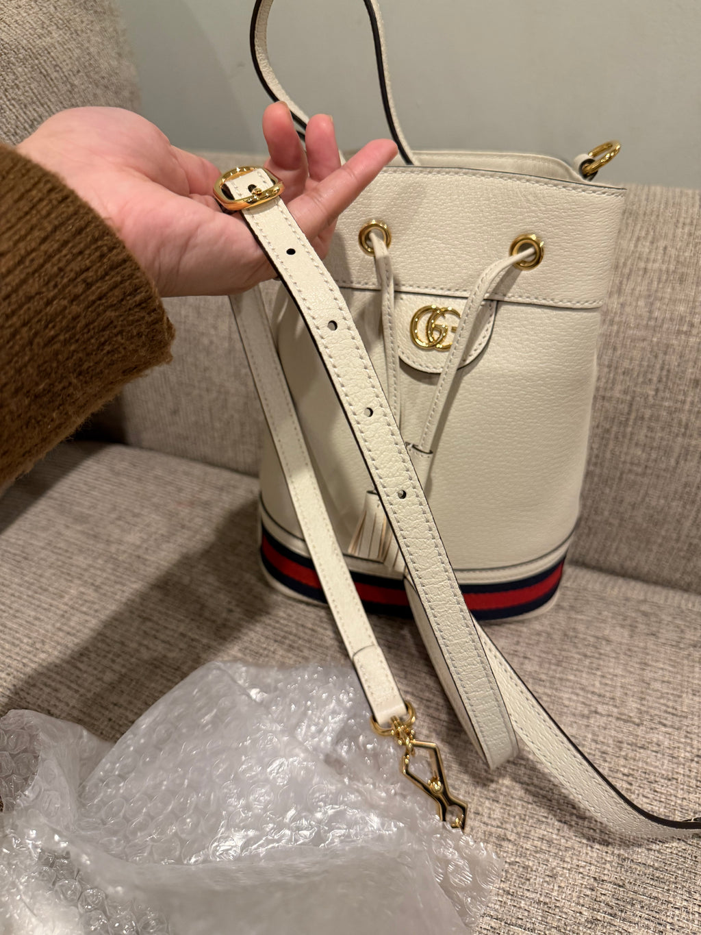 Gucci White Bucket Bag