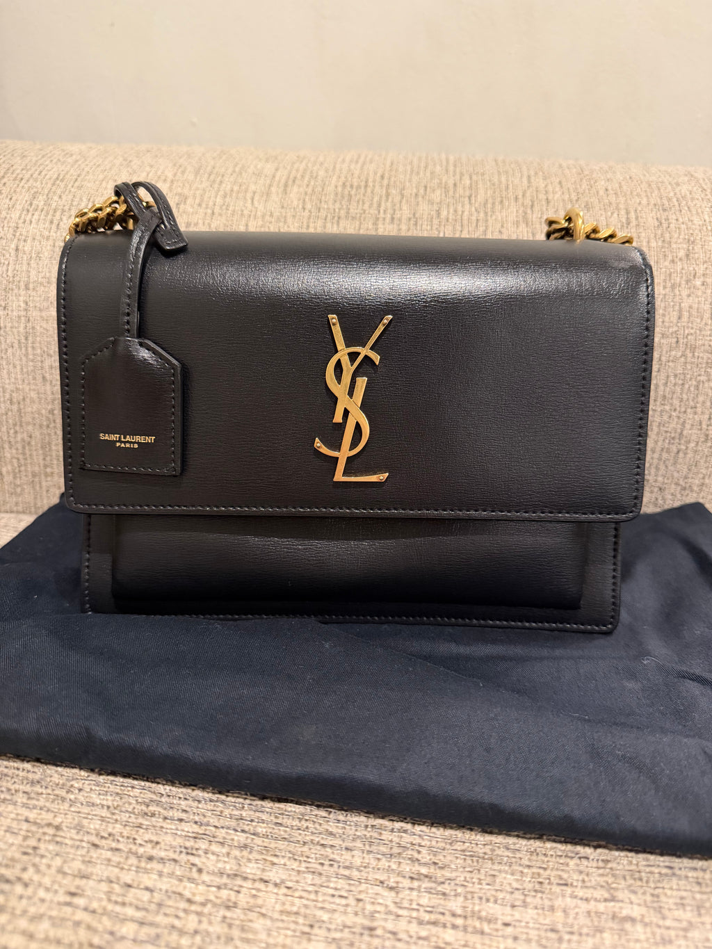 YSL Sunset Medium Black GHW