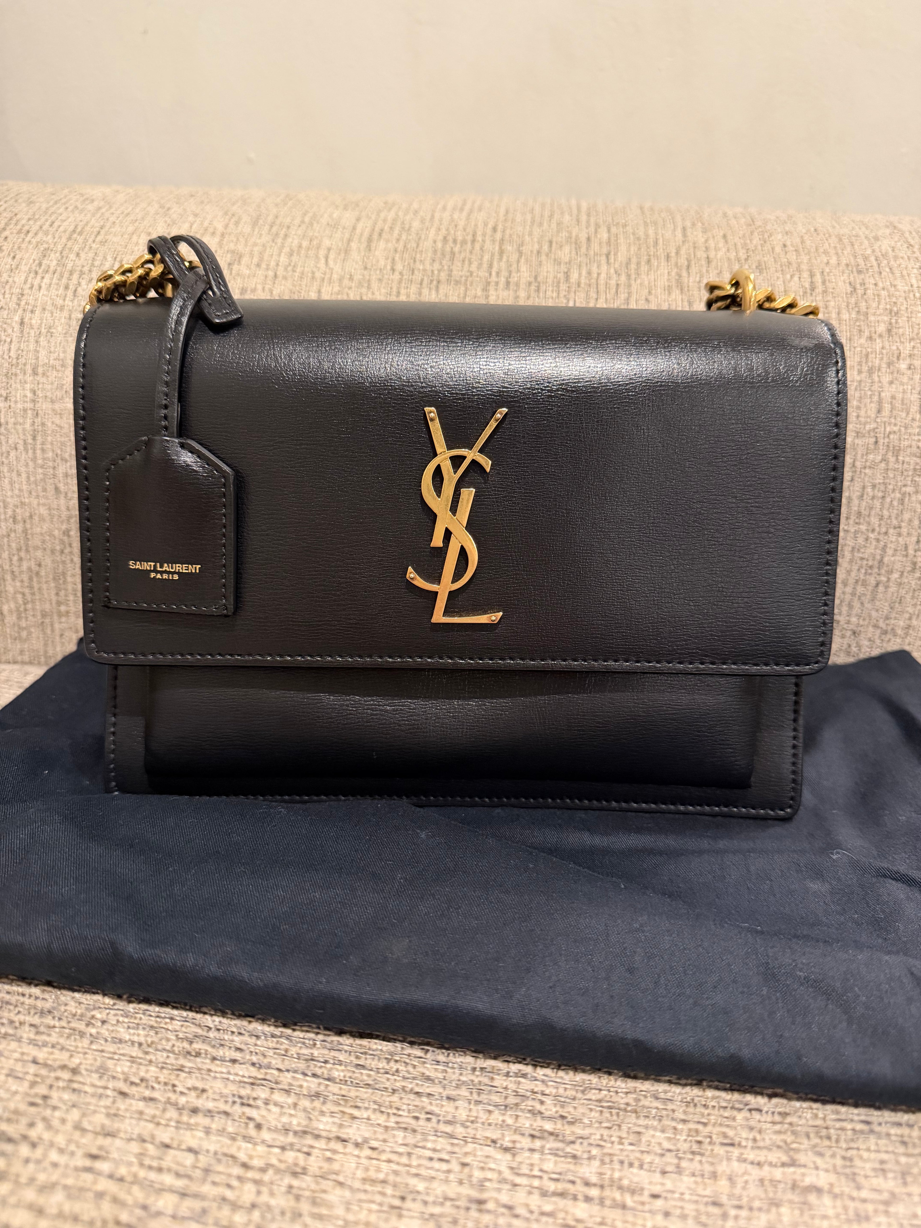 YSL Sunset Medium Black GHW