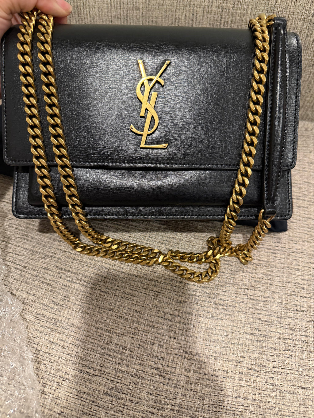YSL Sunset Medium Black GHW