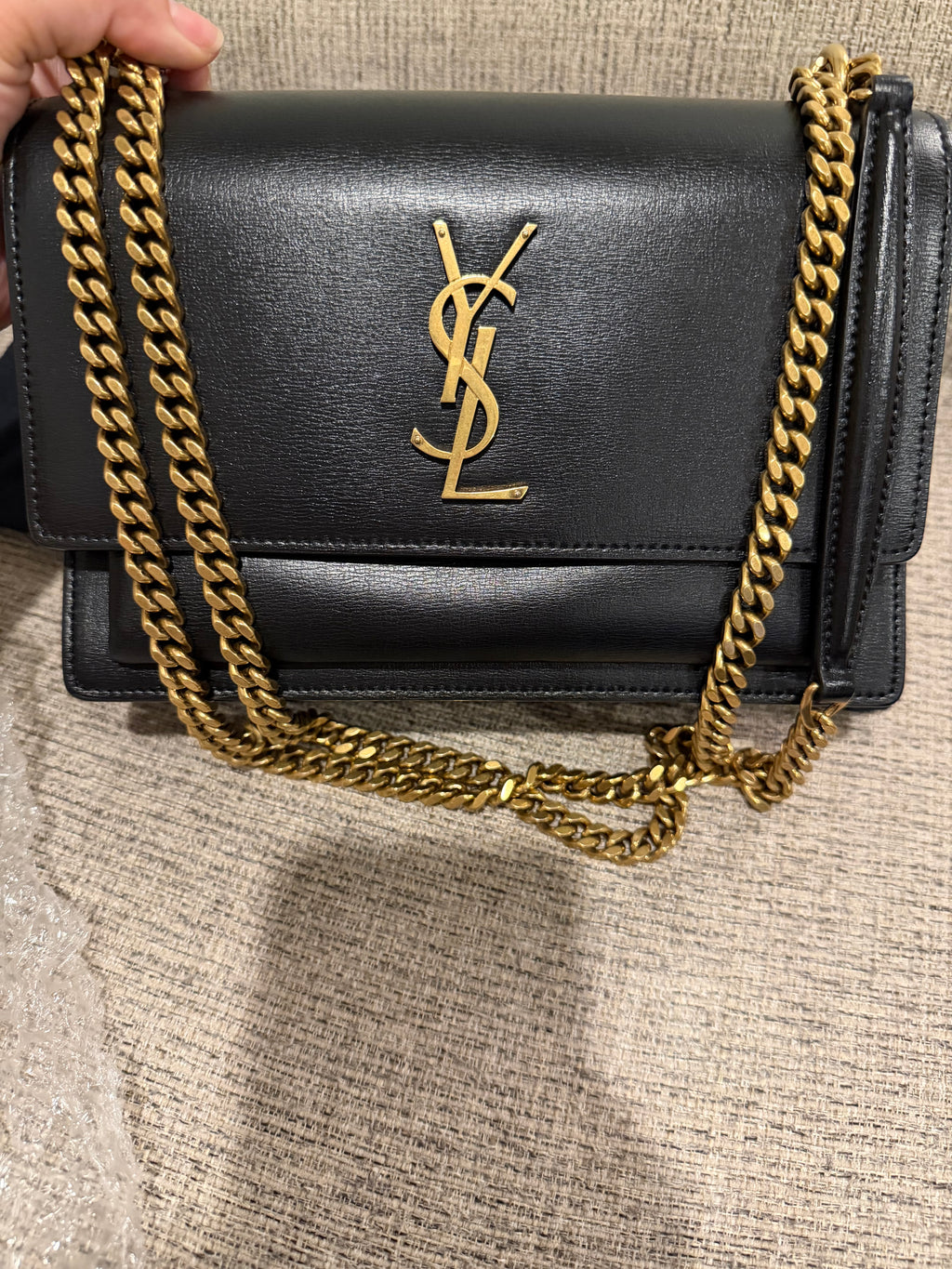 YSL Sunset Medium Black GHW