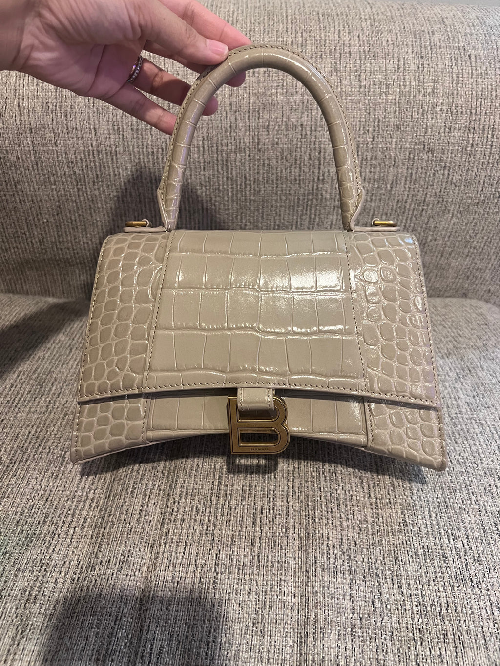 Balenciaga Hourglass Small Croc