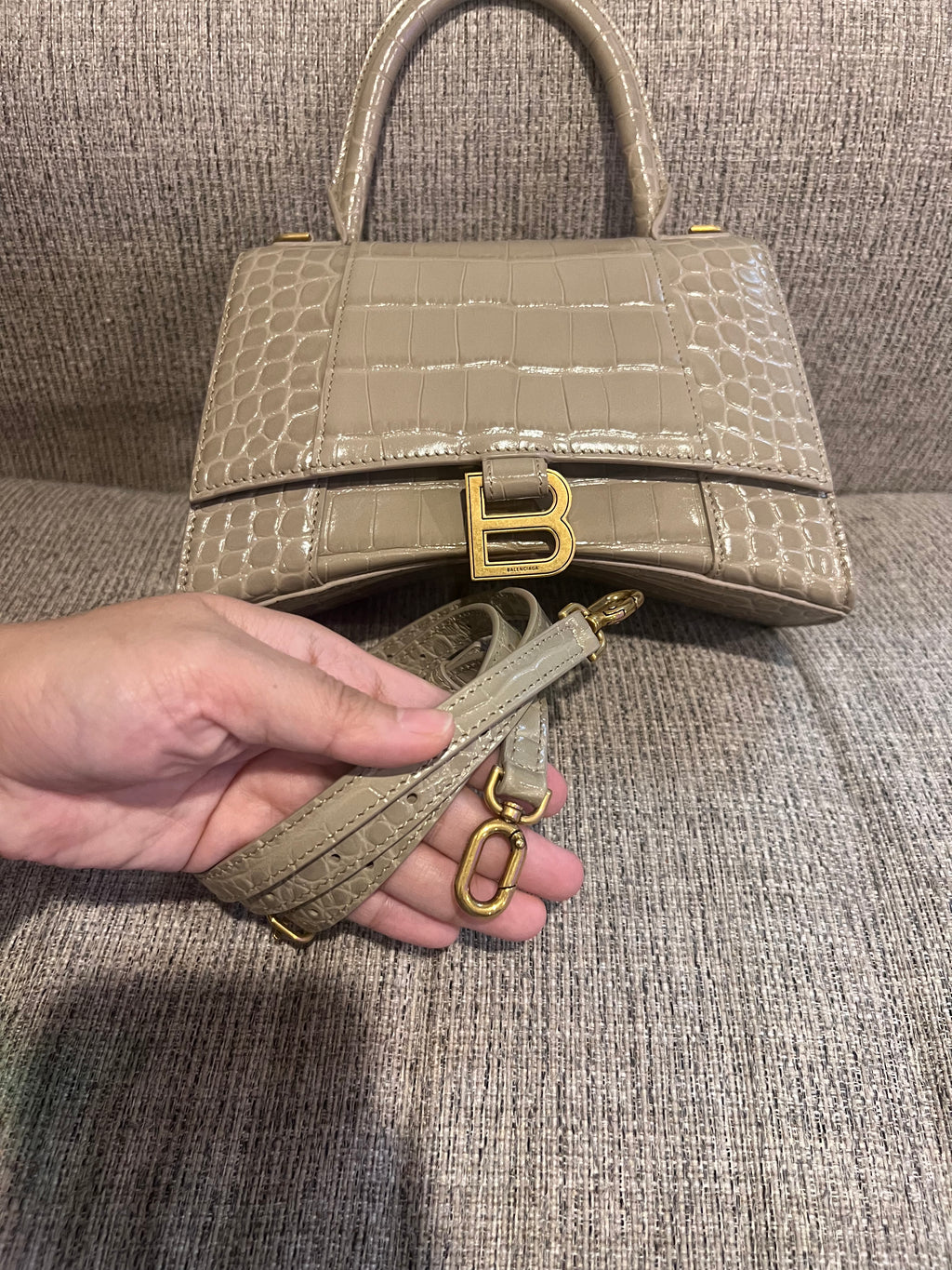 Balenciaga Hourglass Small Croc