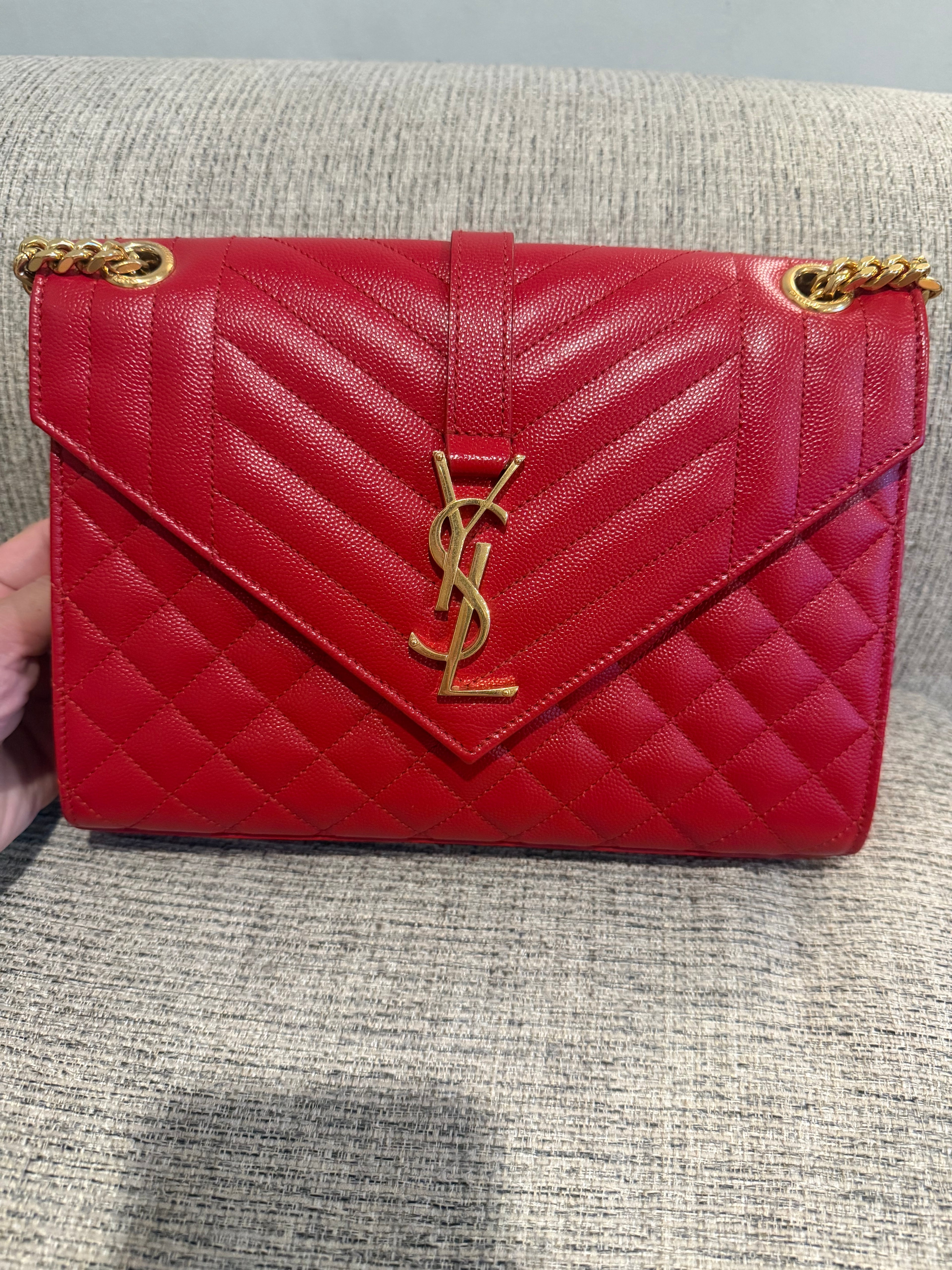 YSL Envelope Medium Red GHW
