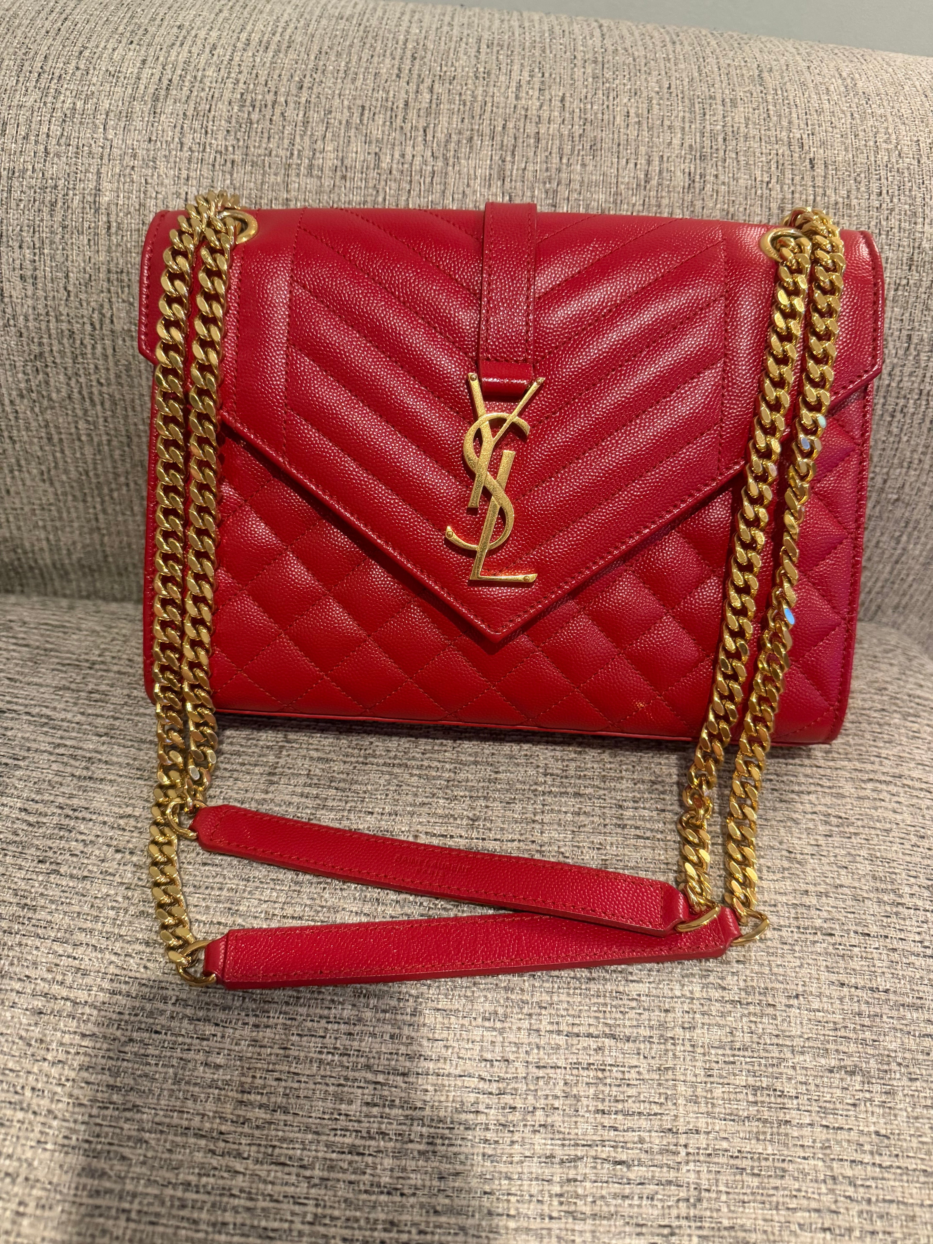 YSL Envelope Medium Red GHW