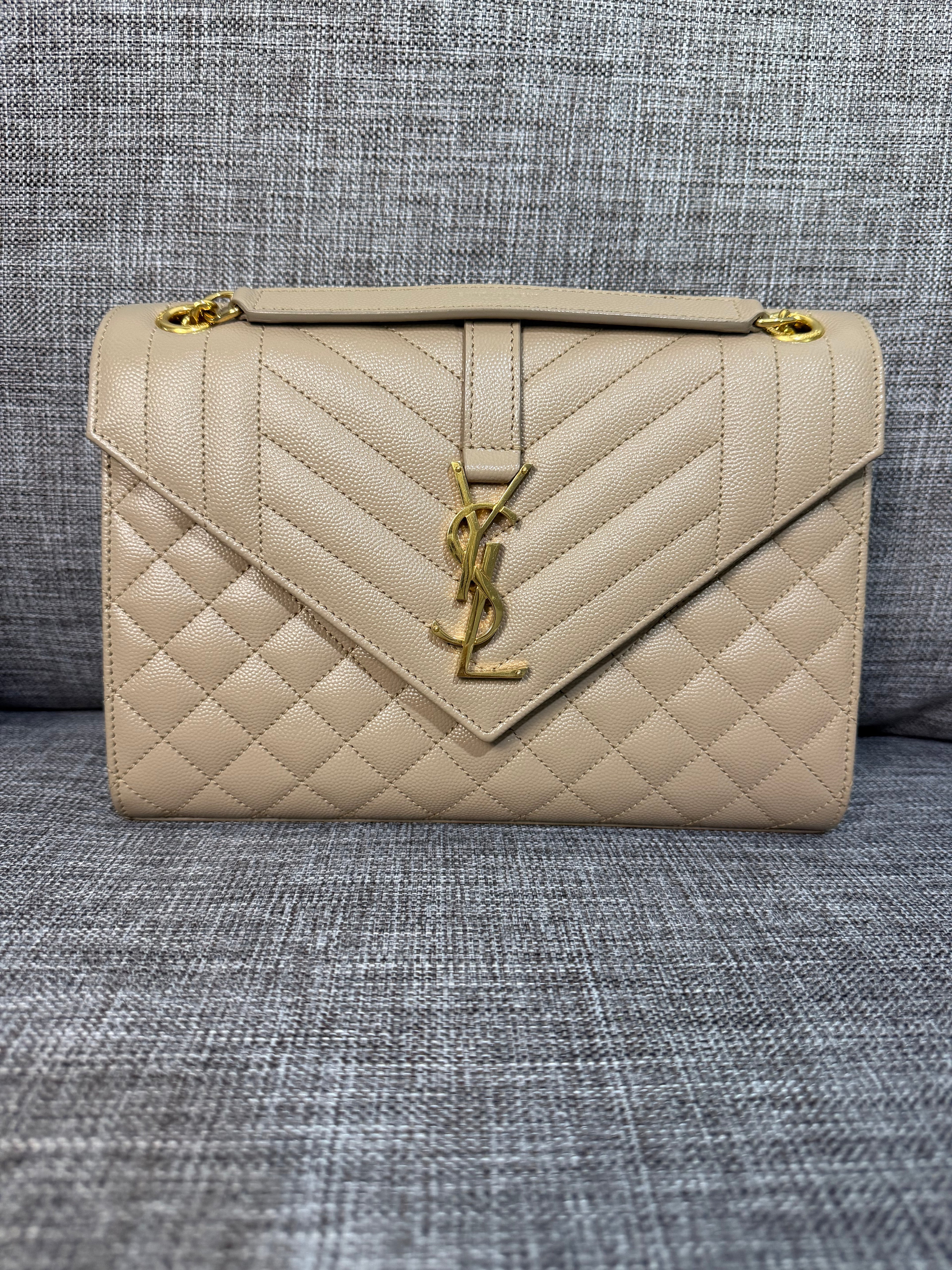 YSL Envelope Medium Beige GHW