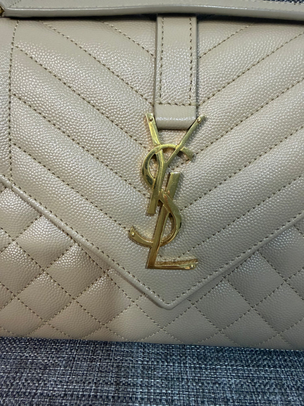 YSL Envelope Medium Beige GHW