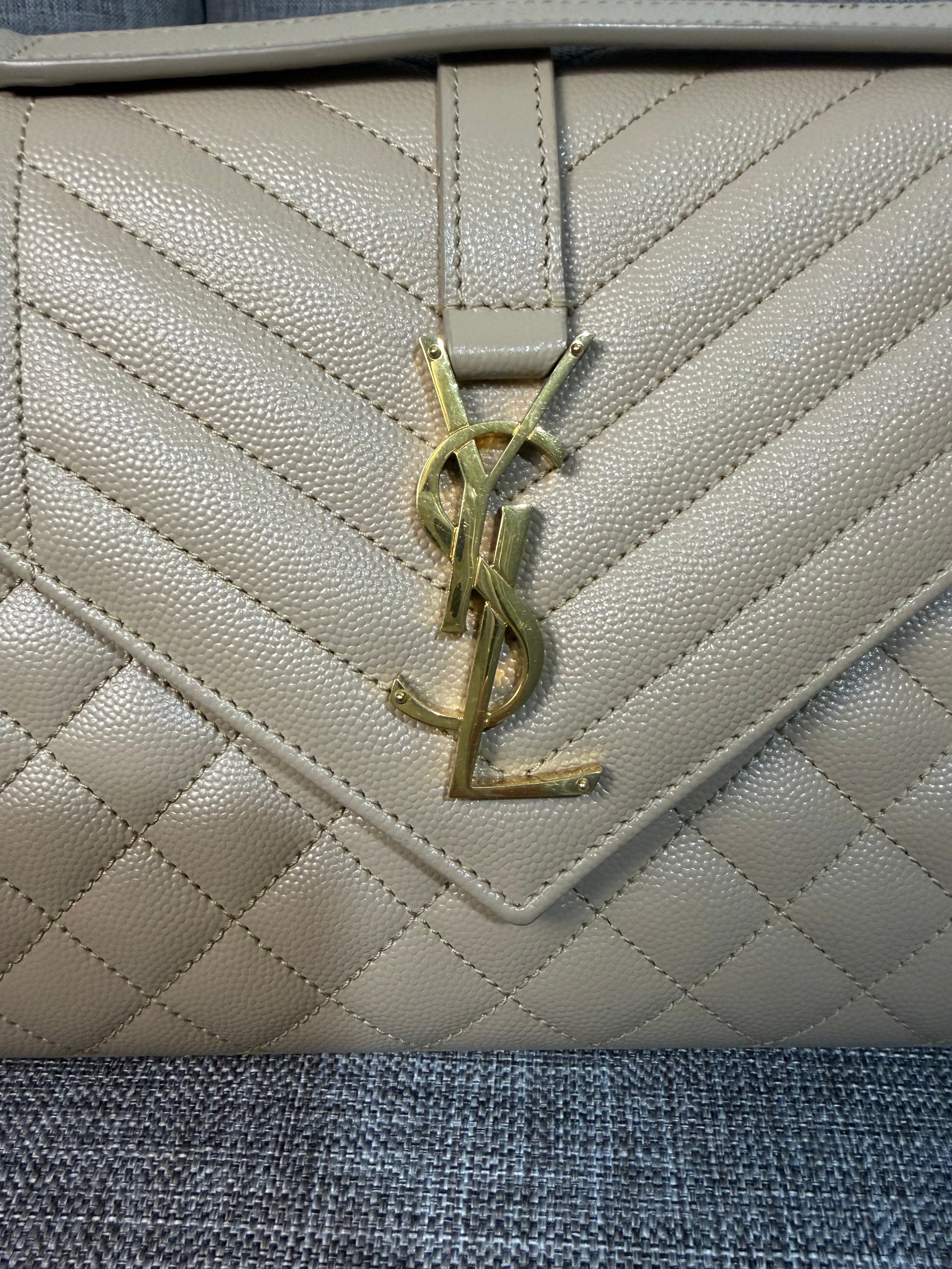YSL Envelope Medium Beige GHW