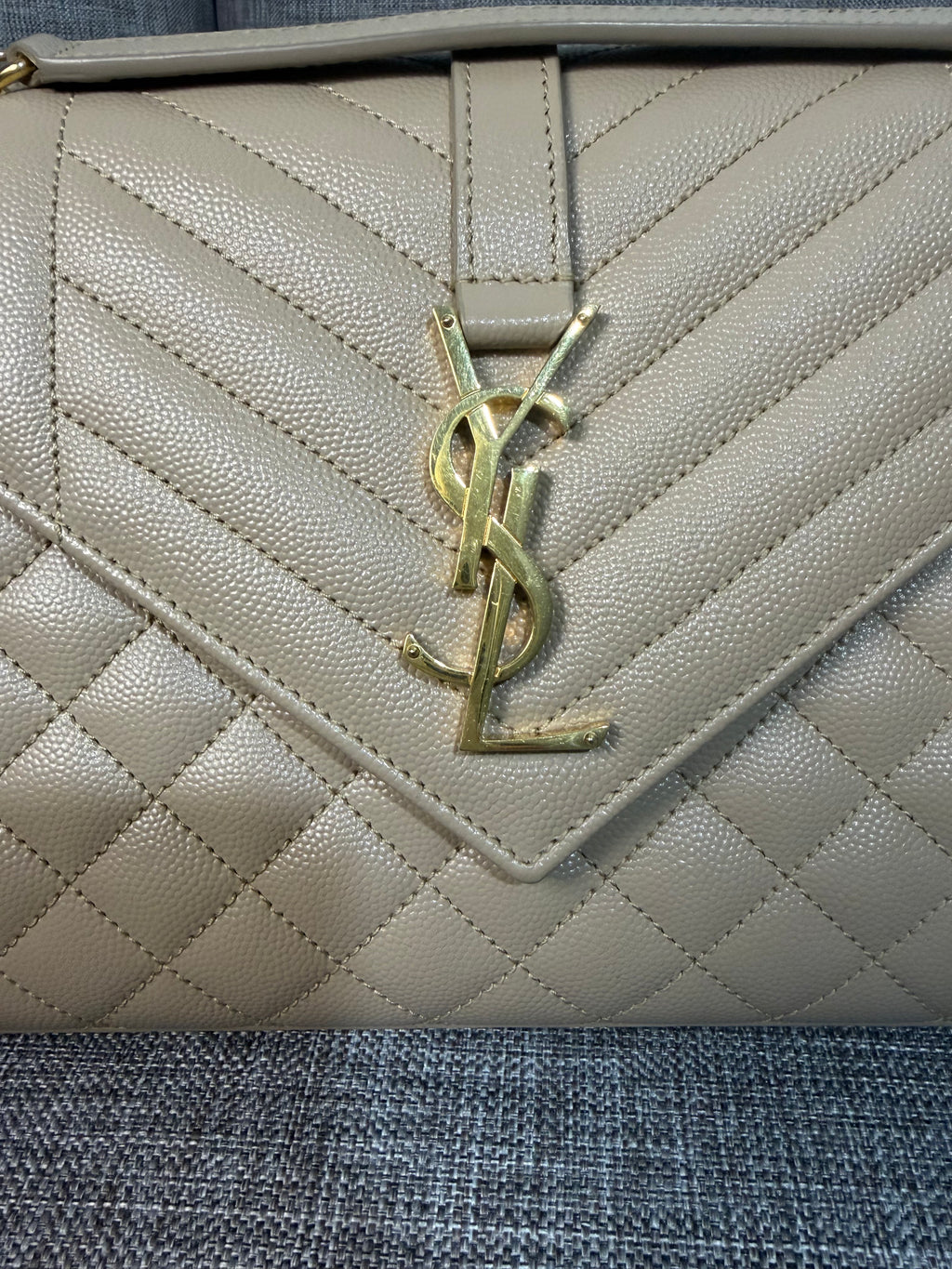 YSL Envelope Medium Beige GHW