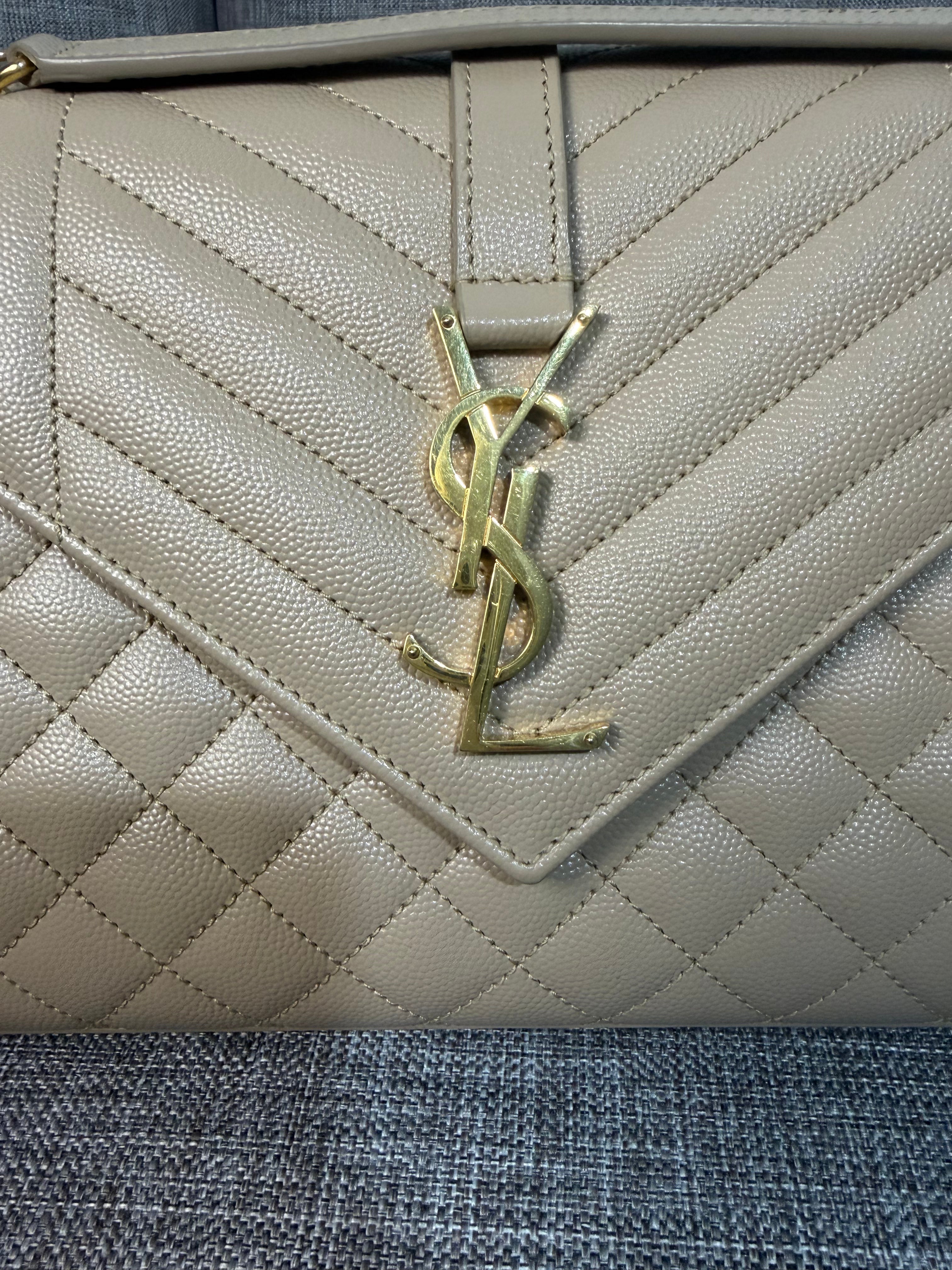 YSL Envelope Medium Beige GHW