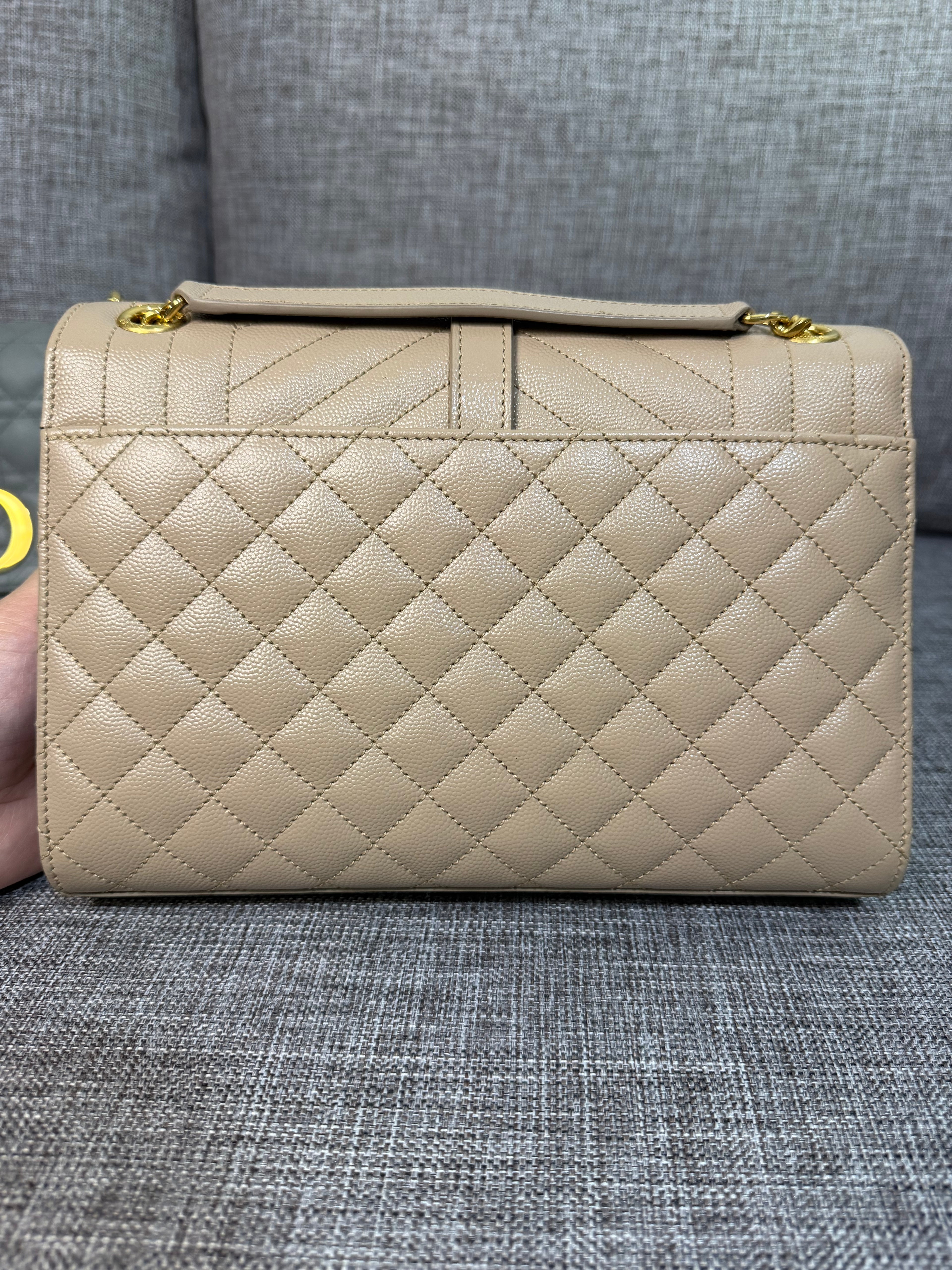 YSL Envelope Medium Beige GHW