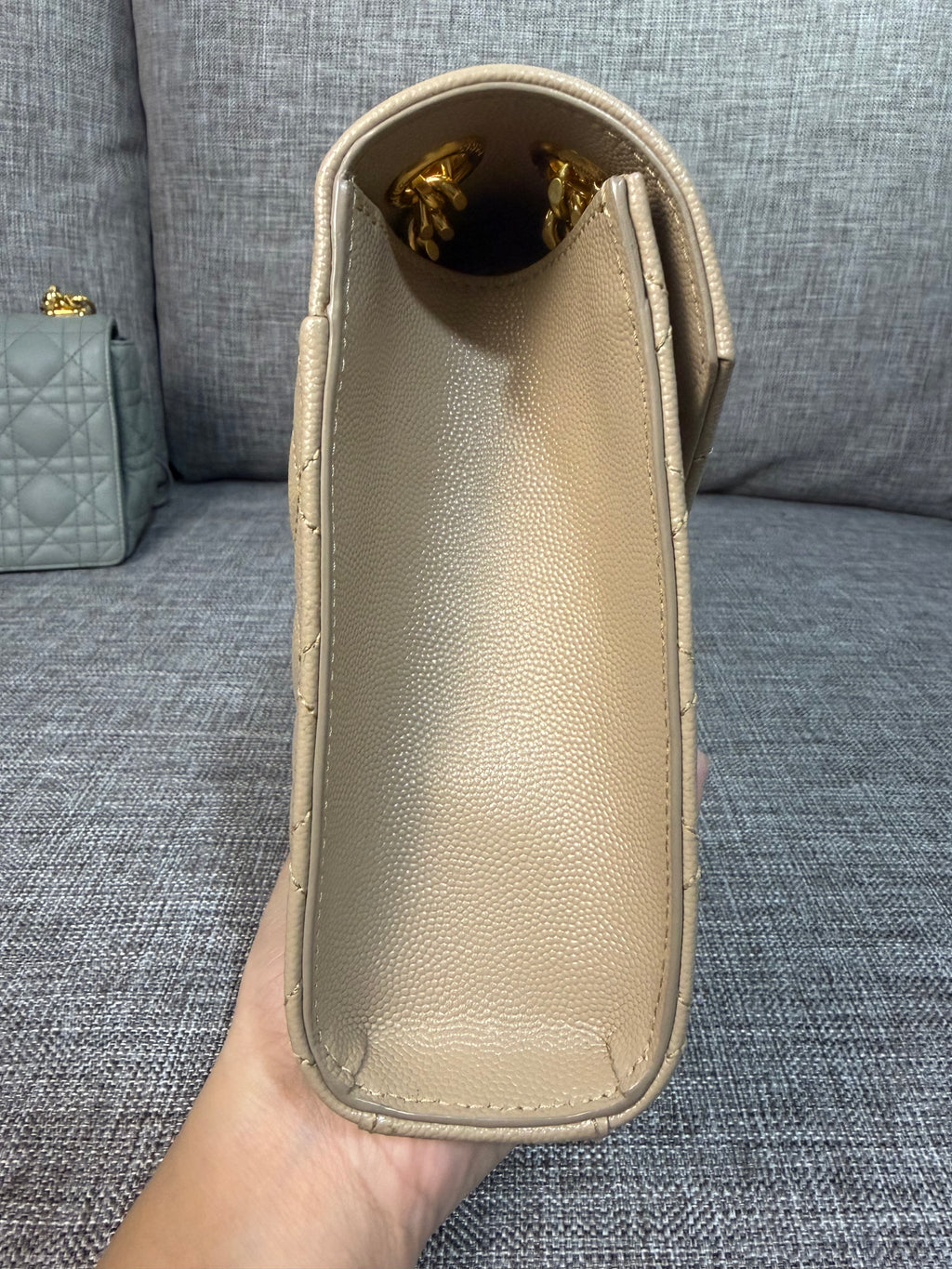 YSL Envelope Medium Beige GHW